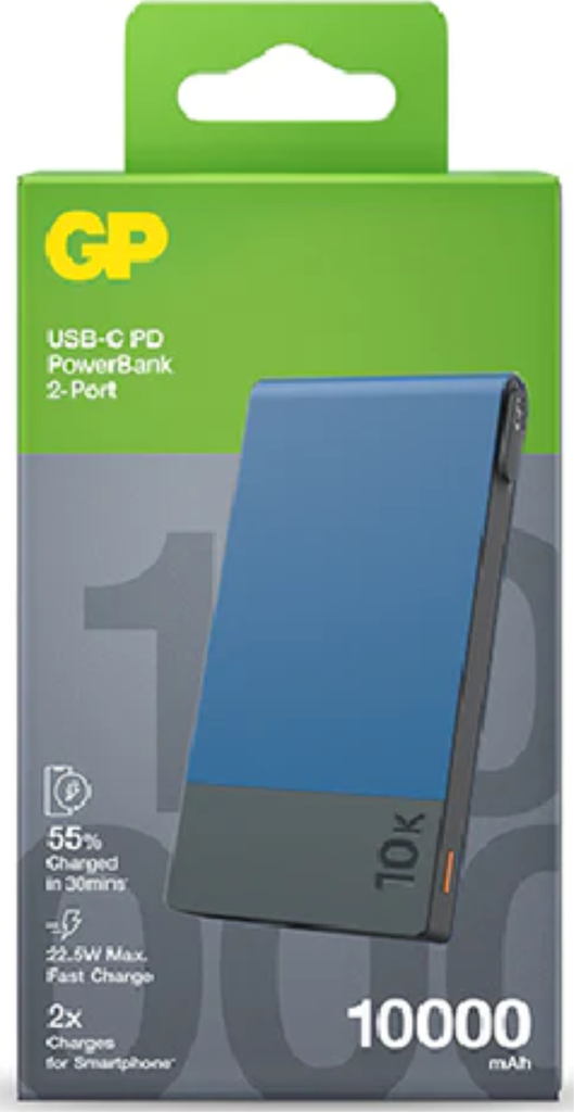GP PORTABLE POWER BANK 10000mAh, 22.5W- M SERIES BLUE
