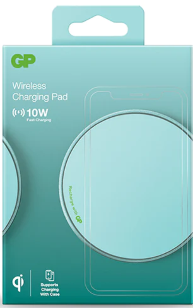 GP WIRELESS CHARGERS QI 10W WITH USB CABLE, TURQUOISE