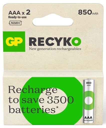 [01248] GP RECYKO BATTERY 850mAh AAA 2PCS (10pack x 10bx)