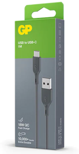 [10661] GP USB CHARGE AND SYNC CABLE, 1M USB A TO USB C CABLE CC1N, GREY